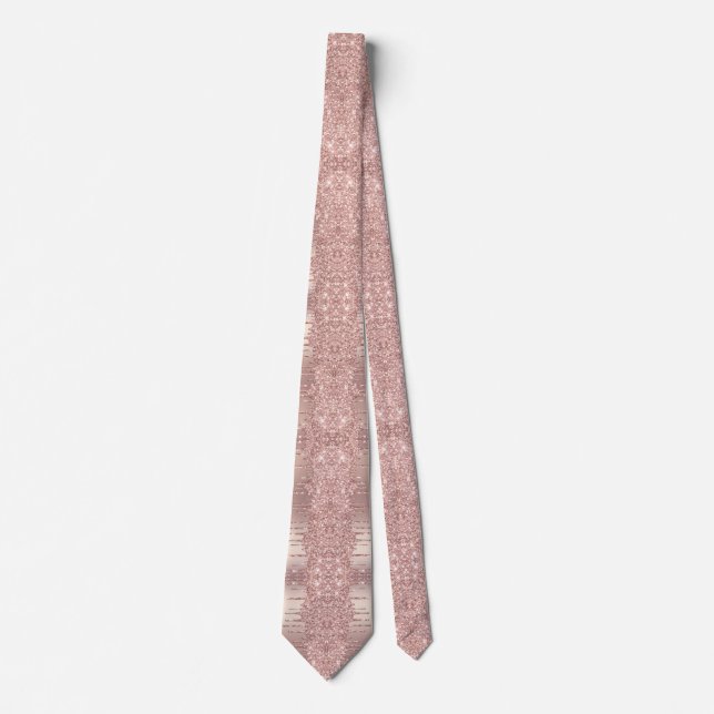 Rose Gold Blush Glitter Sparkle Drips Chic Modern Neck Tie (Front)