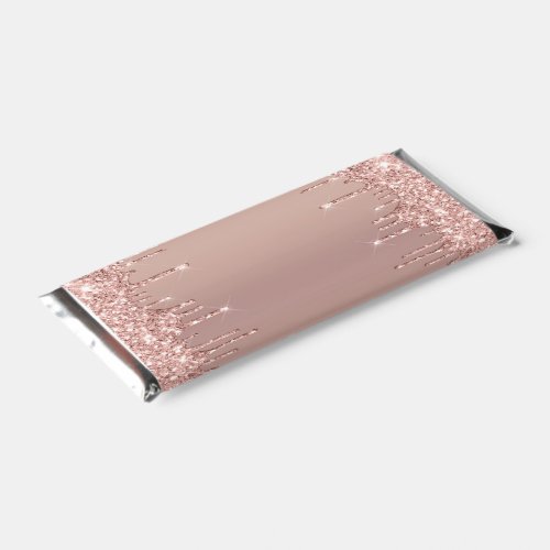 Rose Gold Blush Glitter Sparkle Drips Chic Wedding Hershey Bar Favors