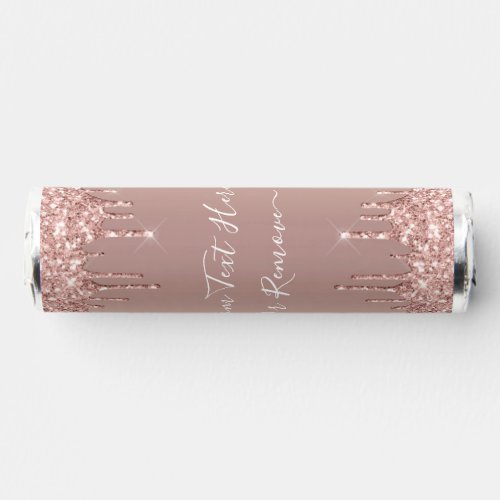 Rose Gold Blush Glitter Sparkle Drips Custom Text Breath Savers Mints