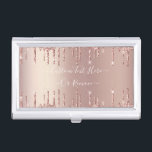 Rose Gold Blush Glitter Sparkle Drips Custom Text  Business Card Case<br><div class="desc">Rose Gold Blush Glitter Sparkle Drips Custom Text Pink Modern - Add Your Unique Text or Remove Text - Make Your Special Gift - Resize and move or remove and add text / elements with customization tool. Design by MIGNED. Please see my other projects. You can also transfer this designs...</div>