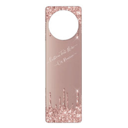 Rose Gold Blush Glitter Sparkle Drips Custom Text  Door Hanger