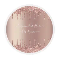 Rose Gold Candle Glitter Sparkle Drips Custom Text, Zazzle
