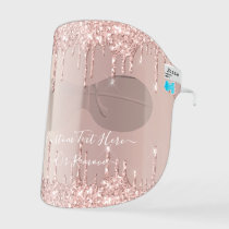 Rose Gold Blush Glitter Sparkle Drips Custom Text Kids' Face Shield