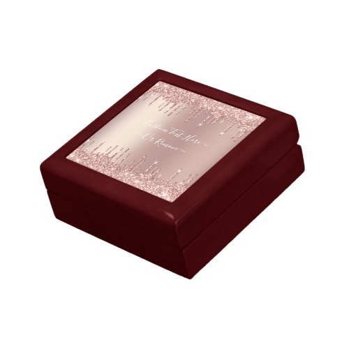 Rose Gold Blush Glitter Sparkle Drips Custom Text  Gift Box