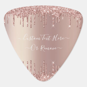 Rose Gold Blush Glitter Sparkle Drips Custom Text  Guitar Pick