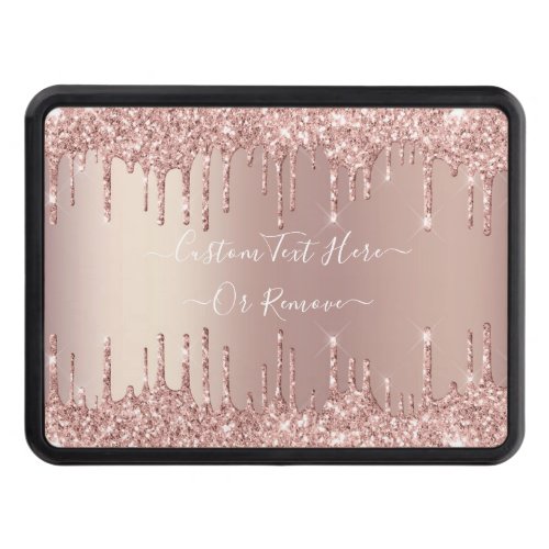 Rose Gold Blush Glitter Sparkle Drips Custom Text  Hitch Cover