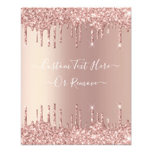 Rose Gold Blush Glitter Sparkle Drips Custom Text  Photo Print