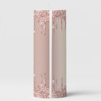 Rose Gold Candle Glitter Sparkle Drips Custom Text, Zazzle