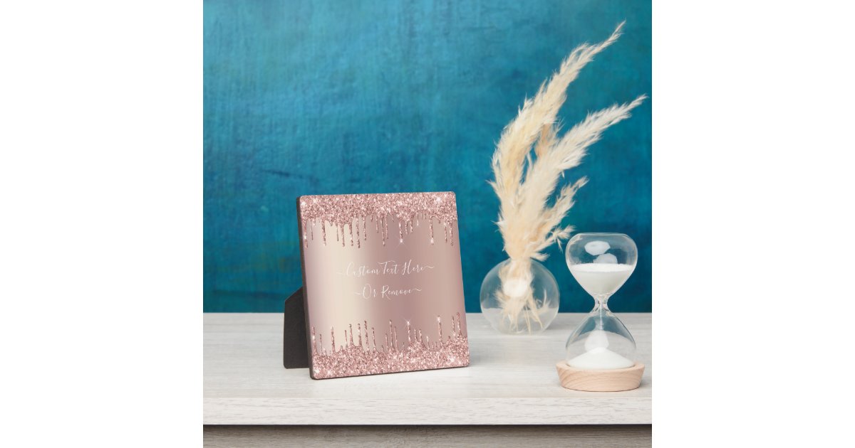 Rose Gold Candle Glitter Sparkle Drips Custom Text, Zazzle