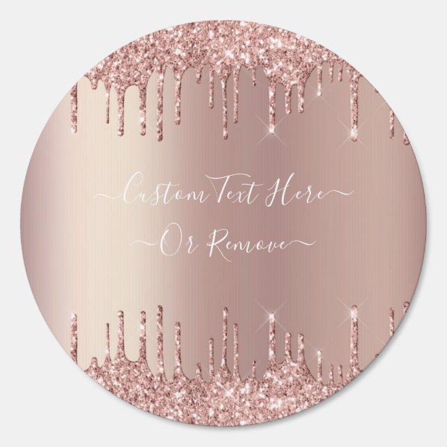 Rose Gold Blush Glitter Sparkle Drips Custom Text  Sign (Front)