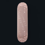 Rose Gold Blush Glitter Sparkle Drips Custom Text  Skateboard<br><div class="desc">Rose Gold Blush Glitter Sparkle Drips Custom Text Pink Modern - Add Your Unique Text or Remove Text - Make Your Special Gift - Resize and move or remove and add text / elements with customization tool. Design by MIGNED. Please see my other projects. You can also transfer this designs...</div>