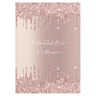 Rose Gold Blush Glitter Sparkle Drips Custom Text Tablecloth