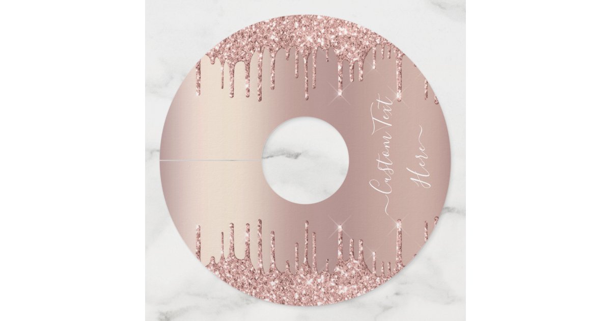 Rose Gold Candle Glitter Sparkle Drips Custom Text, Zazzle