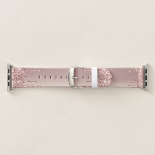Rose Gold Blush Glitter Sparkle Drips Girly Chic Apple Watch Band