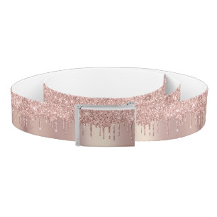 Rose Gold Blush Glitter Sparkle Drips Modern Belt