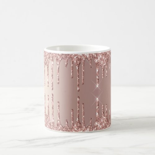 Rose Gold Blush Glitter Sparkle Drips Modern Coffee Mug