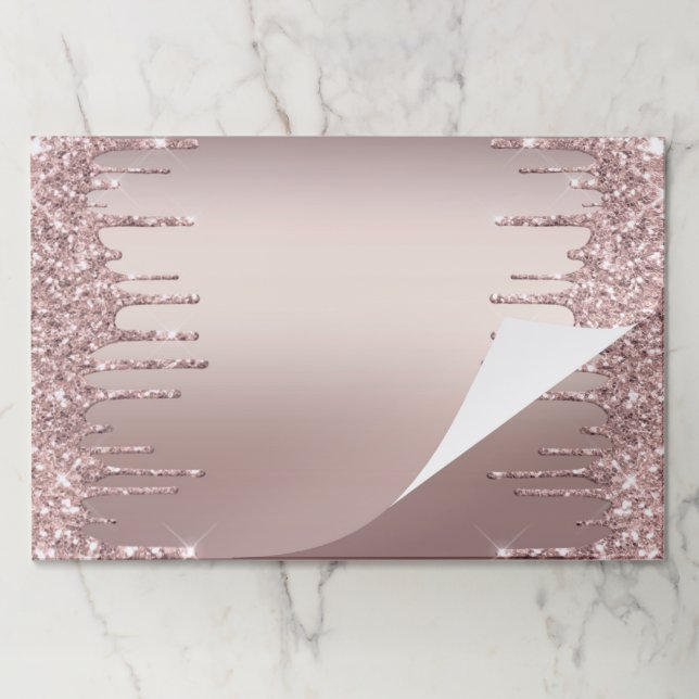 Rose Gold Blush Glitter Sparkle Drips Modern Paper Pad (Folded)