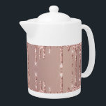 Rose Gold Blush Glitter Sparkle Drips Modern Teapot<br><div class="desc">Rose Gold Blush Glitter Sparkle Drips Pink Modern - Add Your Unique Text - Make Your Special Gift - Resize and move or remove and add text / elements with customization tool. Design by MIGNED. Please see my other projects. You can also transfer this designs to more than 1000 Zazzle...</div>