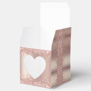 Rose Gold Blush Glitter Sparkle Drips - Name/ Text Favor Boxes