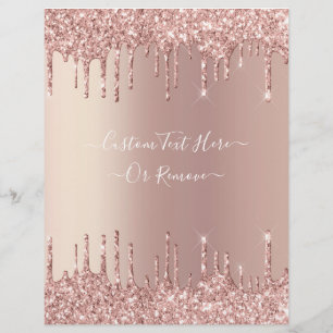Rose Gold Blush Glitter Sparkle Drips Personalized Letterhead