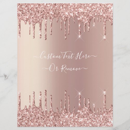Rose Gold Blush Glitter Sparkle Drips Personalized Letterhead