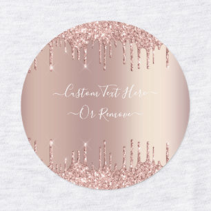 Rose Gold Blush Glitter Sparkle Drips Special Text Labels