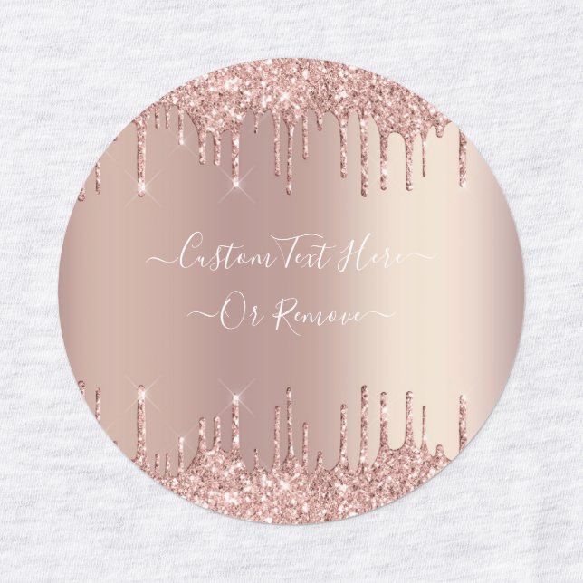 Rose Gold Blush Glitter Sparkle Drips Special Text Labels (Design 3)