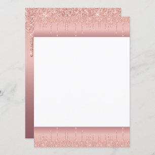Rose Gold Blush Glitter Sparkle Drips Text Wedding Menu
