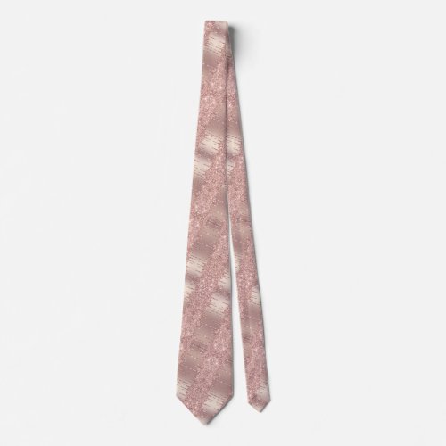 Rose Gold Blush Glitter Sparkle Drips Unique Neck Tie