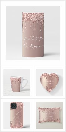 Rose Gold Glitter Products with Custom Text