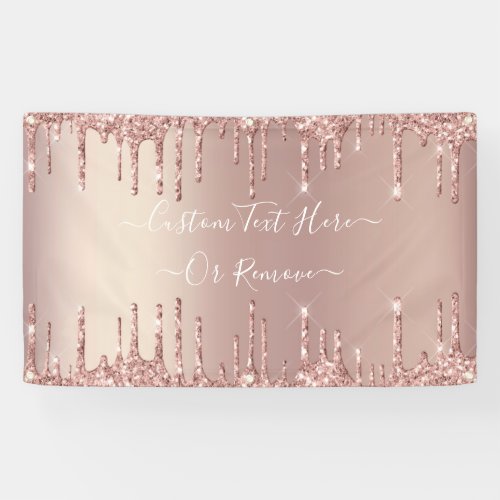 Rose Gold Blush Glitter Sparkle Drips _ Your Text Banner