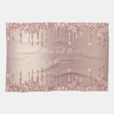 ROSE GOLD BLUSH PINK COPPER GREEN BLACK STRIPS KITCHEN TOWEL, Zazzle in  2023