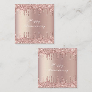 Rose Gold Blush Glitter Sparkle Happy Anniversary Note Card