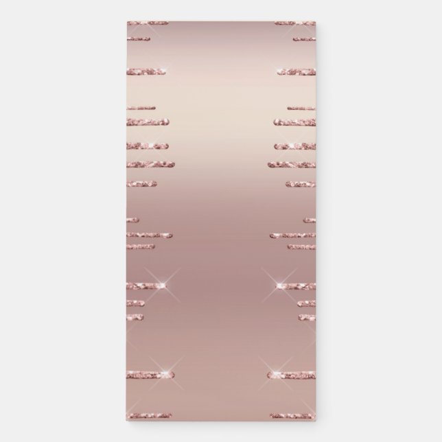 Rose Gold Blush Glitter Sparkle Magnetic Notepad (Front)