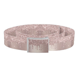 Rose Gold Blush Glitter Sparkle Modern Belt