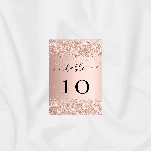 Rose gold blush glitter sparkles table number