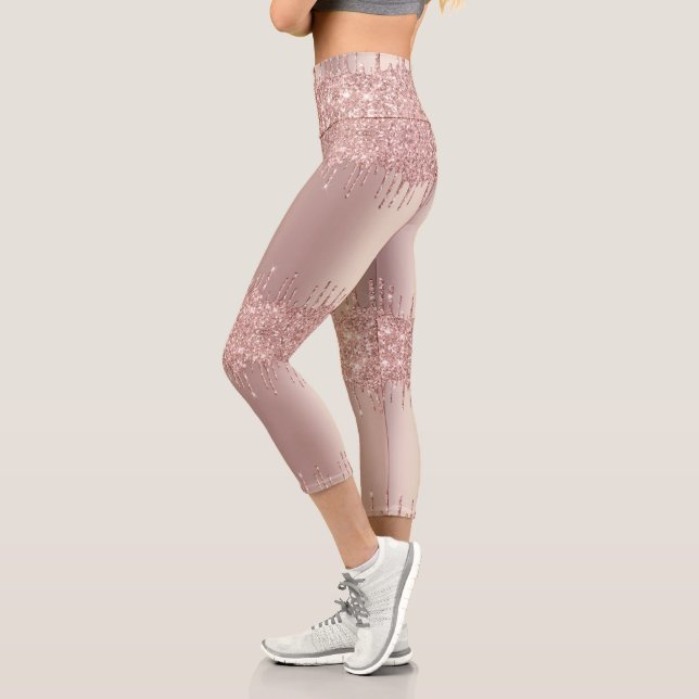 Rose Gold Blush Glitter Sparkly Leggings (Left)