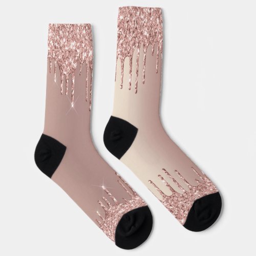 Rose Gold Blush Glitter Sparkly Socks