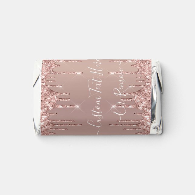 Rose Gold Blush Glitter Sparkly Your Custom Text Hershey's Miniatures (Front)