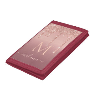 Rose Gold Blush Glitter Wallet Custom Name Letter