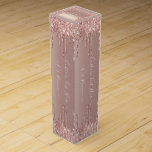 Rose Gold Blush Glitter Wine Box with Custom Text<br><div class="desc">Wine Boxes with Rose Gold Blush Glitter Sparkle Drips Custom Text Pink Modern - Add Your Unique Text or Remove Text / Name - Make Your Special Wine Box Gift - Resize and move or remove and add text / elements with Customization tool. Choose fonts / size / color !...</div>
