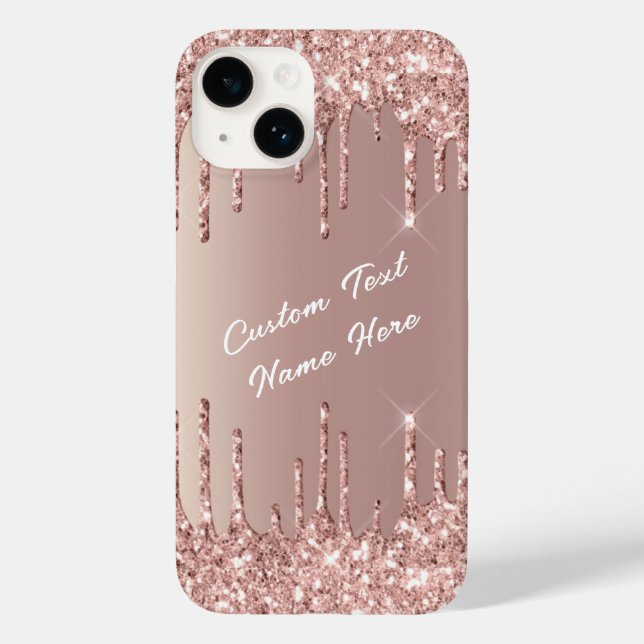 Rose Gold Blush Glitter Your Name Gift iPhone Case (Back)