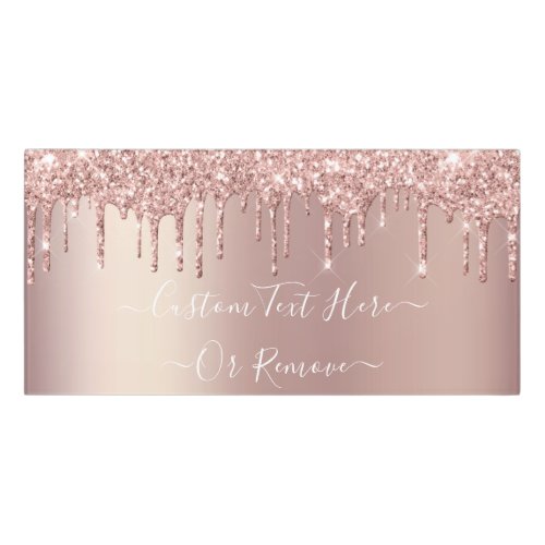 Rose Gold Blush Glitter Your Name Text Door Sign