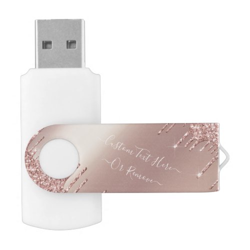 Rose Gold Blush Glitter Your Text Flash Drive