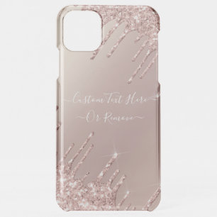 Rose Gold Blush Glitter Your Text iPhone Case