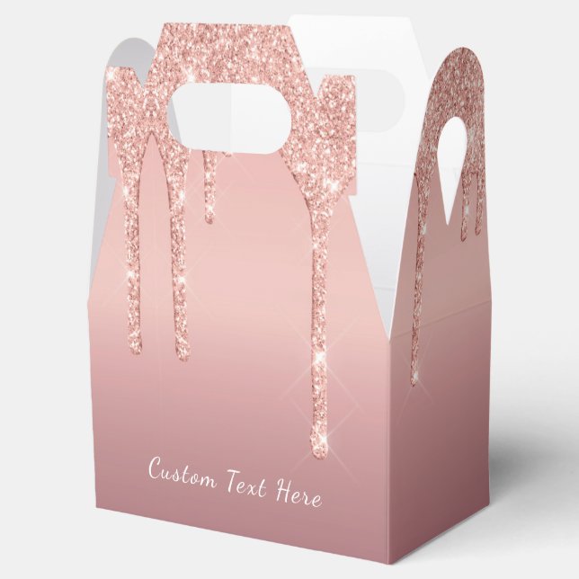 Rose Gold Blush Glitter Your Text Name Favor Box (Opened)