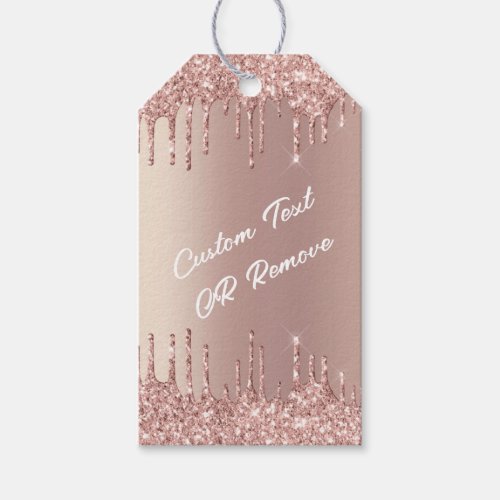 Rose Gold Blush Glitter Your Text Name Gift Tags