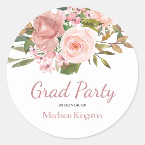 Rose Gold  Blush Graduation Party Favor Classic Round Sticker
