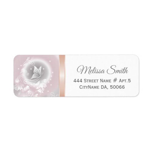 Rose Gold Blush Gray White Floral Label