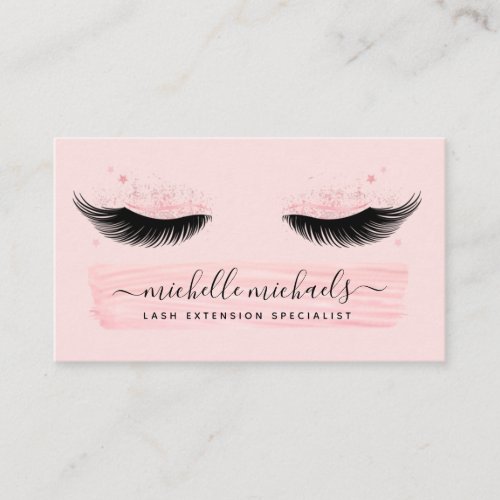 Rose Gold Blush Lashes Aftercare Instructions Business Card